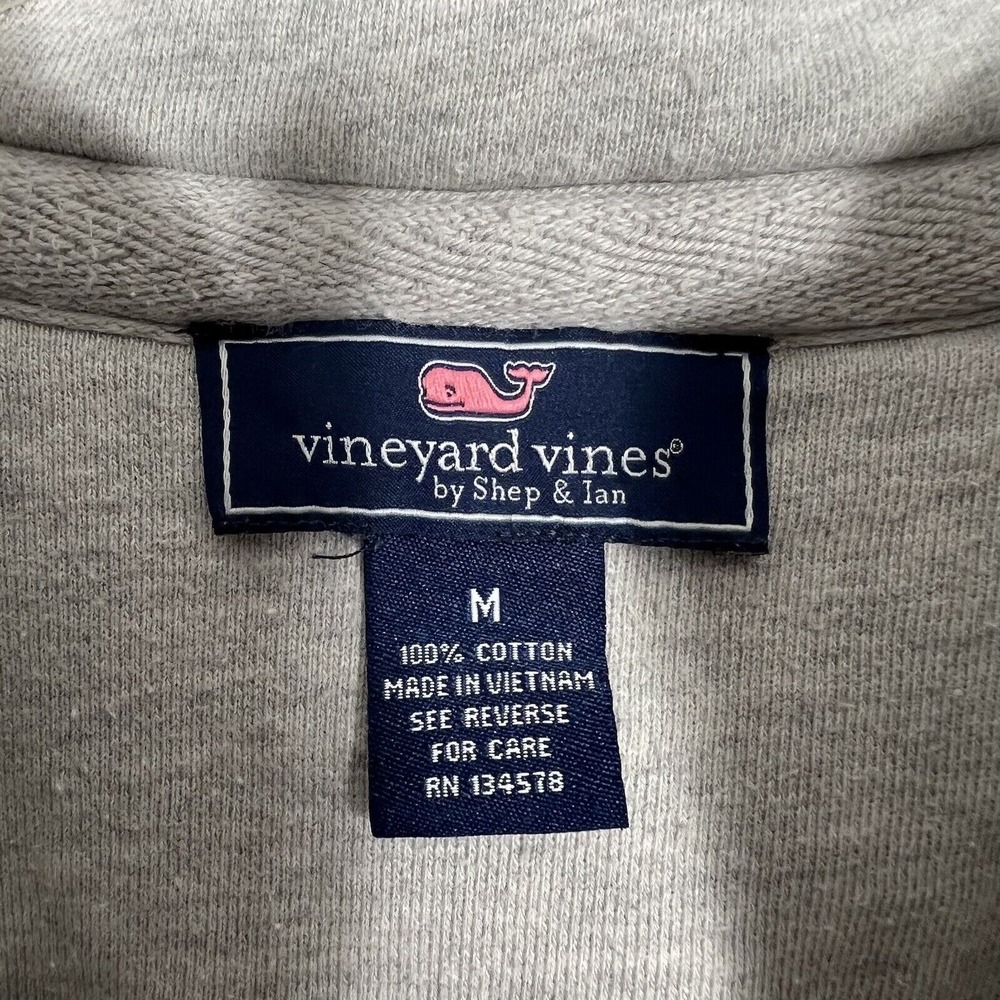 Vineyard Vines Sweater Mens Medium White Gray 1/4 Zip Pullover Casual Preppy - Picture 2 of 6